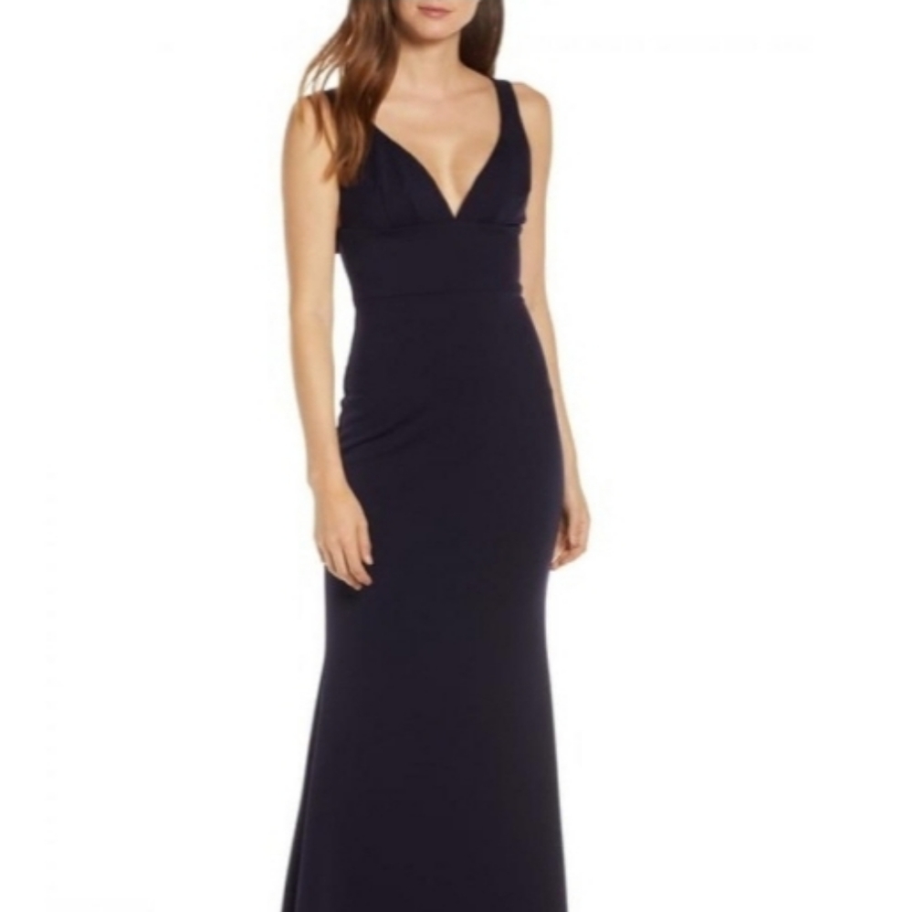 KATIE MAY Helena V-Neck Trumpet Gown